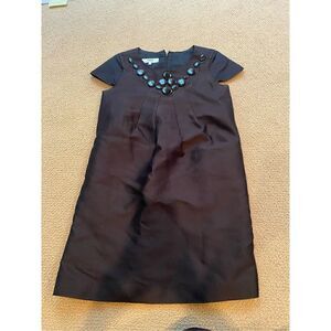 TIBI Black Shift Dress with Embroidered Jewels size 2
